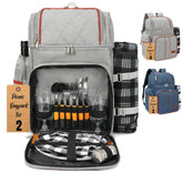 RNOONY Picnic Backpack for 2 in gray with accessories displayed