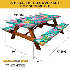 RNOONY Picnic Table Cover with bench covers included, side view