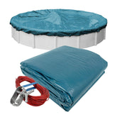 Robelle 12 ft extra heavy duty pool cover front view, blue