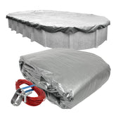 Robelle Heavy Duty Dura-Guard Pool Cover 12 x 24 ft oval, silver front view
