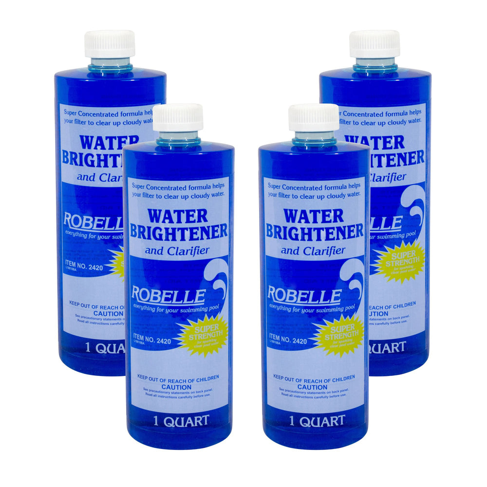 Robelle Premium Water Brightener and Clarifier 4-Pack bottles front view