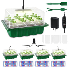 RODINTO Seed Starter Tray green model front view with LED lights