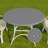Romanstile Round Fitted Vinyl Tablecloth Grey front view