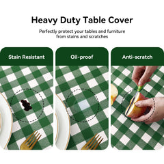Romanstile tablecloth featuring buffalo plaid design outdoors