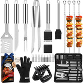 ROMANTICIST 23pcs BBQ Tool Set in silver with durable carrying bag