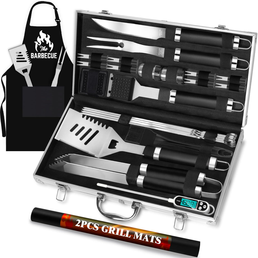 ROMANTICIST 26pcs BBQ grill accessories set in aluminum case