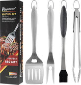 ROMANTICIST BBQ Tool Set includes spatula, fork, tongs, basting brush