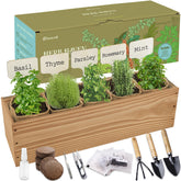 ROOTCRAFT Indoor Herb Garden Planter Kit with wooden box and tools