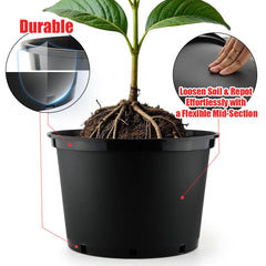 RooTrimmer 10 Gallon Plastic Nursery Pot filled with soil and plants