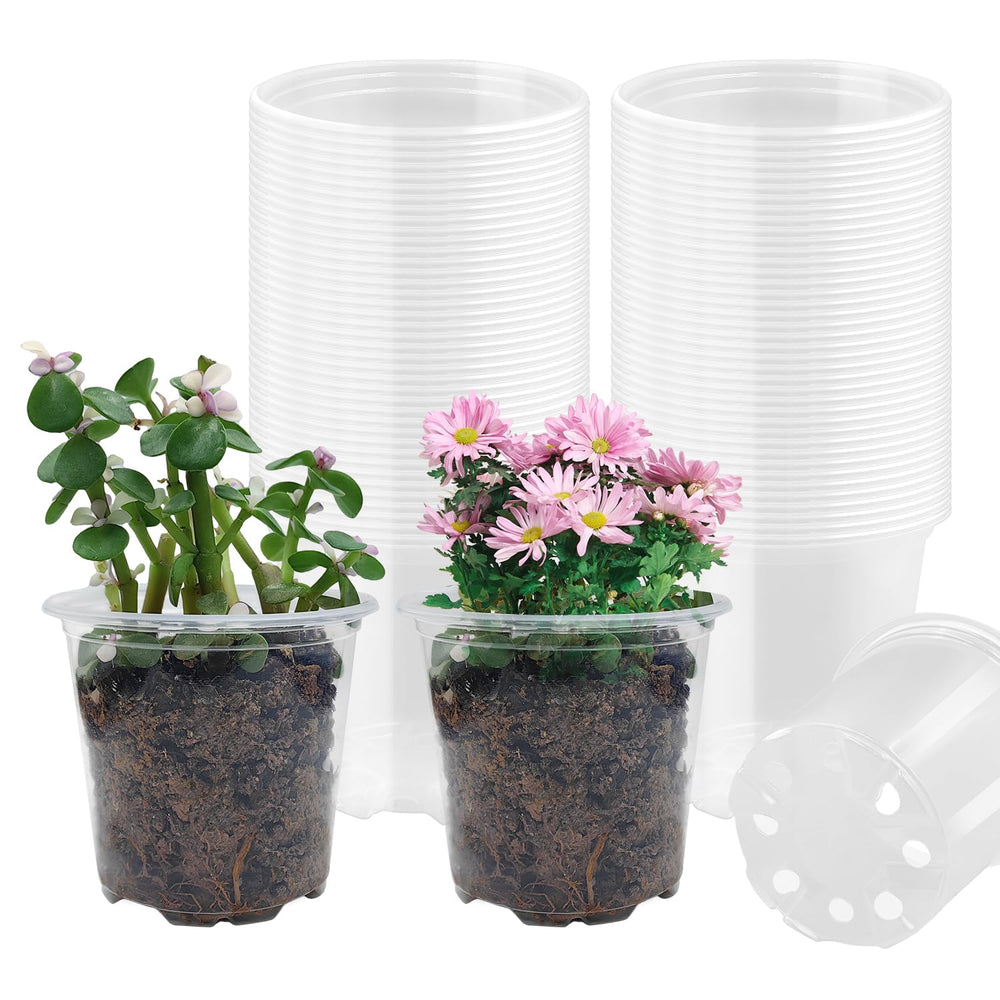RooTrimmer 4-inch clear seeding pots stack front view