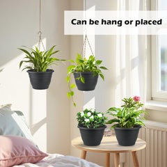 RooTrimmer hanging planter with vibrant flowers
