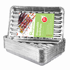 Roponan 30-Pack Disposable Grill Toppers, front view with dimensions
