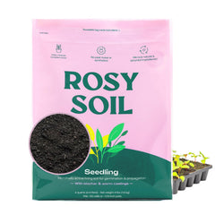 Rosy Soil Seedling Starter Soil Mix front view in resealable packaging