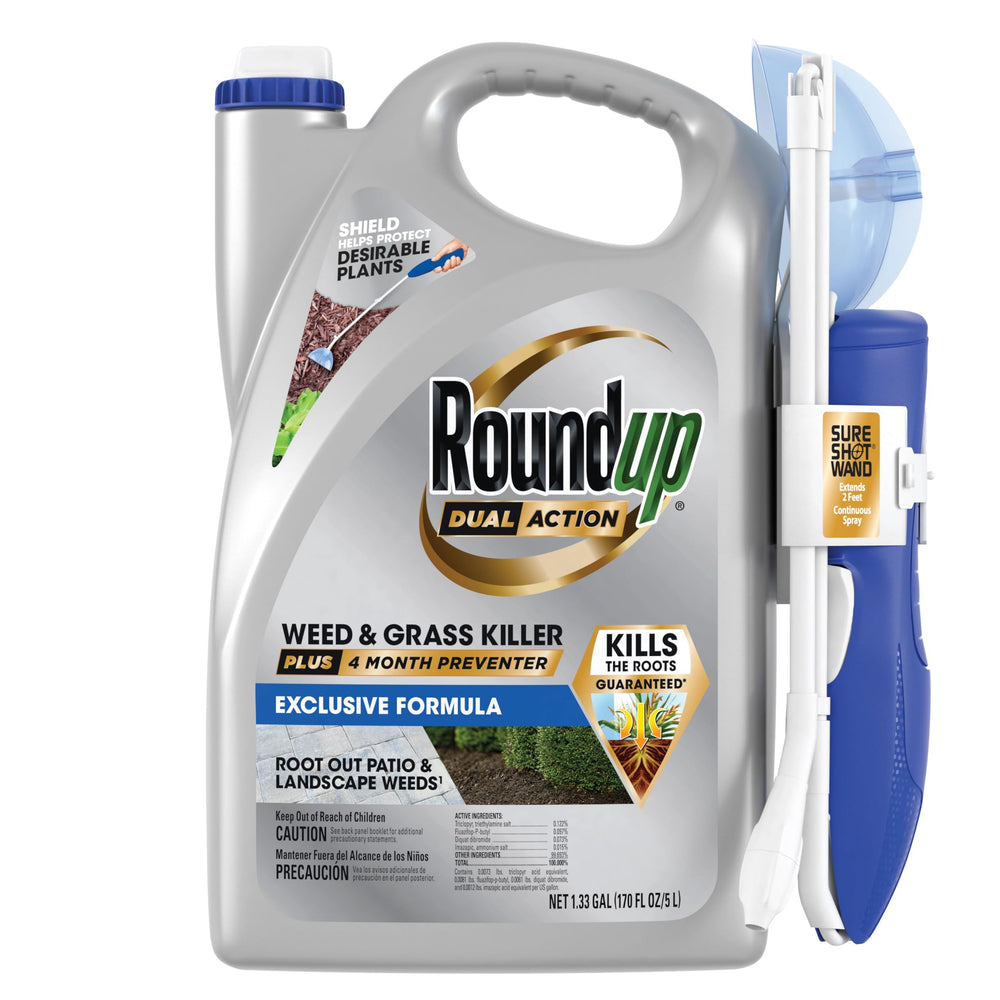 Roundup Dual Action Weed & Grass Killer 1.33 gal bottle with wand