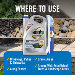 Roundup packaging showing application areas for weed killer