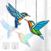 Royxen stained glass hummingbird suncatcher front view, green bird