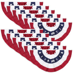 Rtudan 12PCS American Pleated Fan Flag in red with stars and stripes, front view