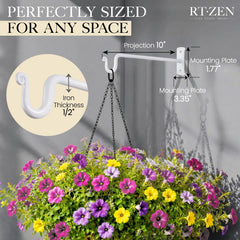 RTZEN Heavy Duty Wall Bracket Hook mounted with a flower pot