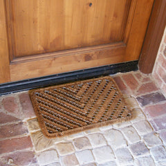 Rubber-Cal Herringbone mat showing coir fiber texture
