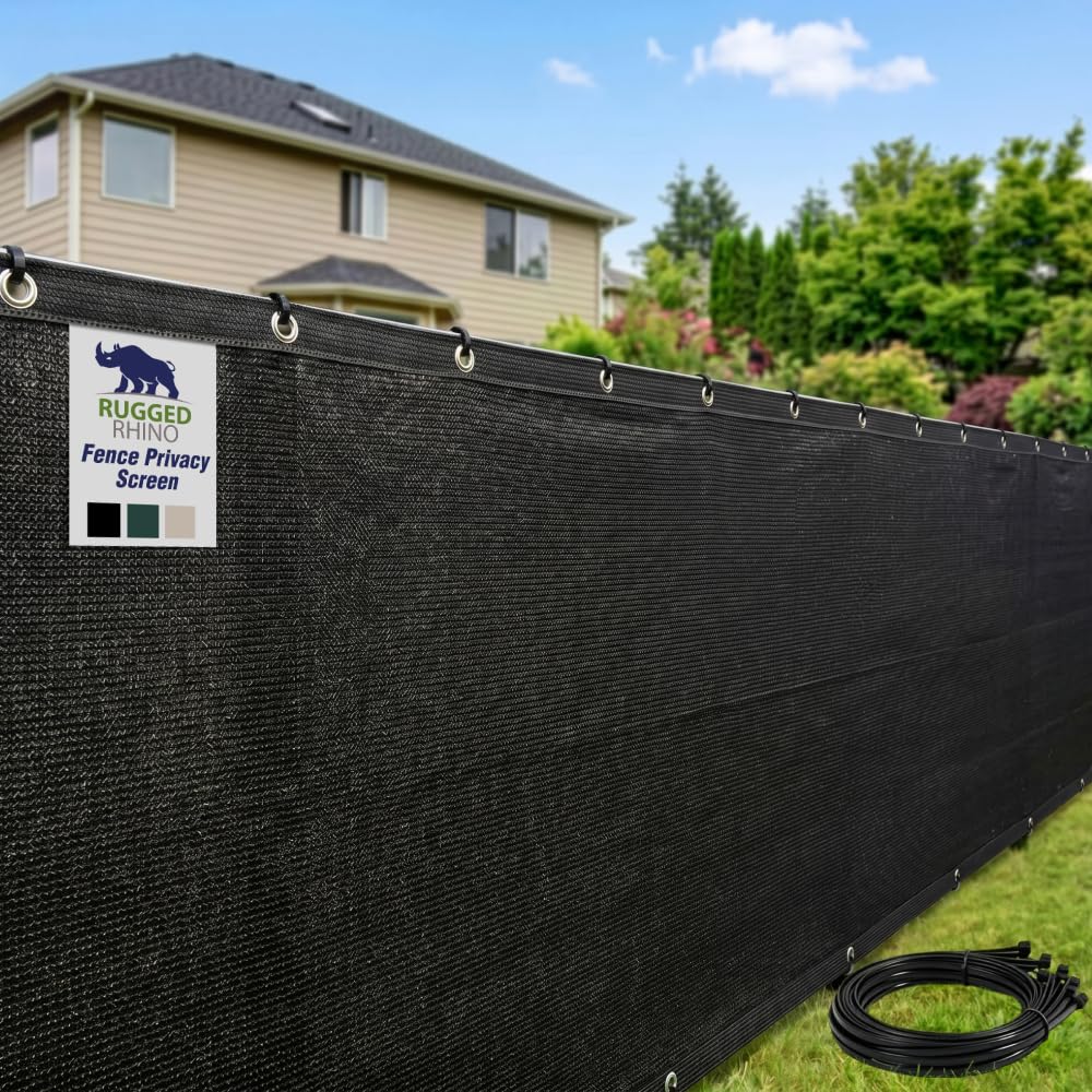 RUGGED RHINO 4x50 FT black privacy screen front view
