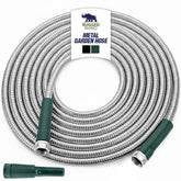 RUGGED RHINO 50FT Metal Garden Hose front view in Hunter Green
