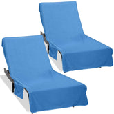 Ruikyhom lounge chair towel cover front view in medium blue
