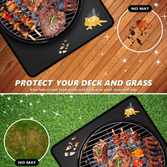 rumlick Under Grill Mat 60x40 inch black in use under grill