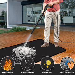 rumlick Under Grill Mat 60x40 inch black on patio