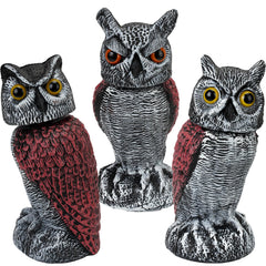 Ruolan 3-Pack Fake Owl Decoys front view