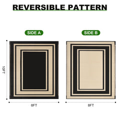 RURALITY Outdoor Rug 8x10 in outdoor setting on deck