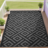 RURALITY Outdoor Rug 9x12 feet black and deep grey front view