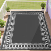 RURALITY Outdoor Rug 9x12 grey and white mat front view