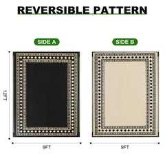 RURALITY Outdoor Rug 9x12 used on patio with outdoor furniture