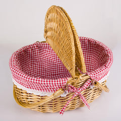 RURALITY Wicker Picnic Basket side view showing sturdy wicker design