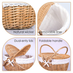 RURALITY wicker picnic basket side view with natural wicker design