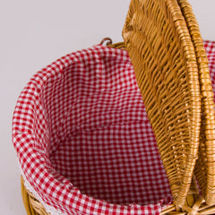 RURALITY Wicker Picnic Basket with lid open displaying interior