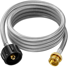Rushare 12FT Braided Propane Hose Adapter front view with QCC-1 fitting