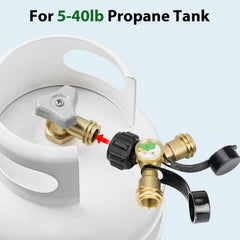 Rushare Propane Tank Splitter side view showing dual output
