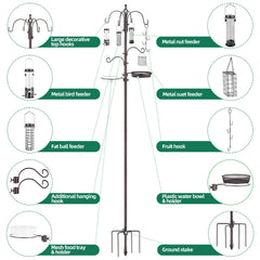 Rust-resistant steel bird feeder pole close-up
