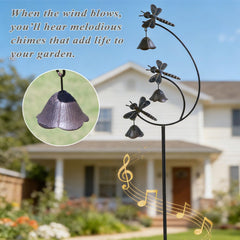 Rustic MNRYLKB metal dragonfly stake installed in a garden