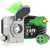 RVINGPRO 30 Amp Generator Cord 15FT, front view