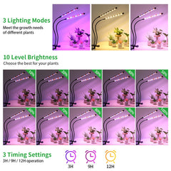 RWNTAO Plant Grow Light clipped to a shelf with plants