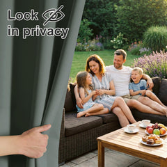 RYB HOME Extra Wide Outdoor Curtain dark green in outdoor setting