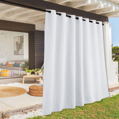 RYB HOME Extra Wide Outdoor Curtain Greyish White front view