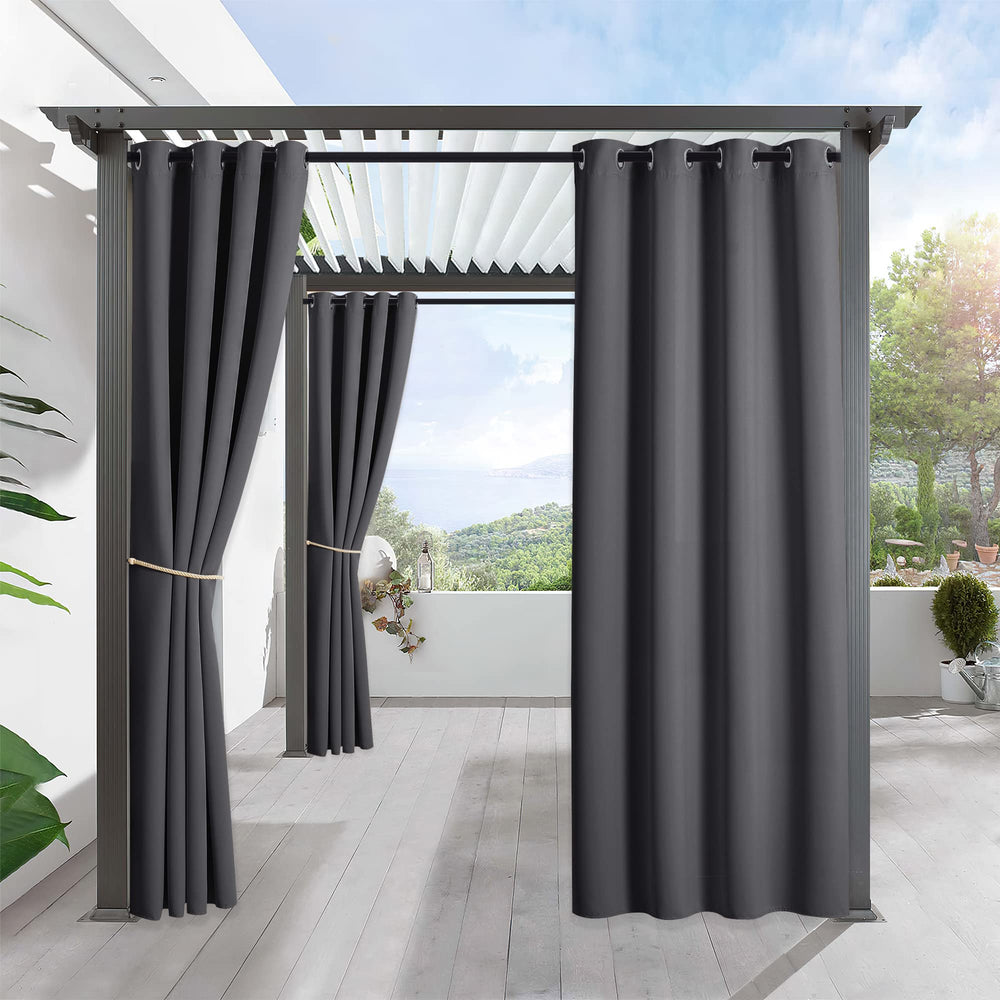RYB HOME Grey Outdoor Curtain front view