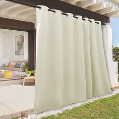 RYB HOME Outdoor Curtain beige front view with grommet