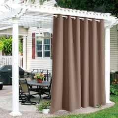 RYB HOME Outdoor Curtains in Mocha, front view