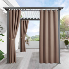 RYB HOME Outdoor Curtains Mocha front view