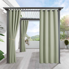 RYB HOME Outdoor Curtains Sage Green front view