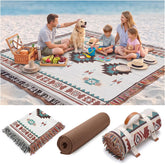 RYCHIC 2 in 1 Extra Large Outdoor Rug Boho Beige front view